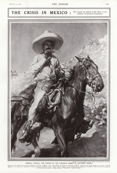 General Zapata, lederen af de agrariske oprørere i det sydlige Mexico, 1913 af Addison Thomas Millar